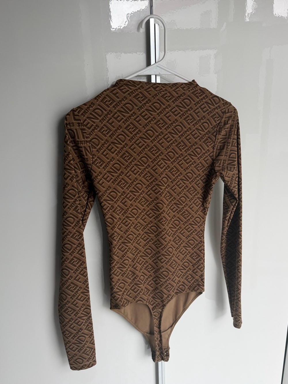 Fendi X Skims Brown FF Jacquard Long-Sleeve Bodysuit - Picture 4 of 4